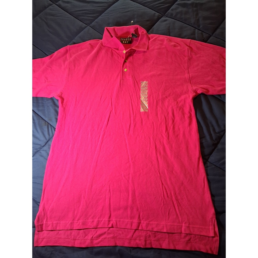 Trader Bay Mens Pink Short Sleeve Cotton Pique Polo Shirt Size Medium NEW